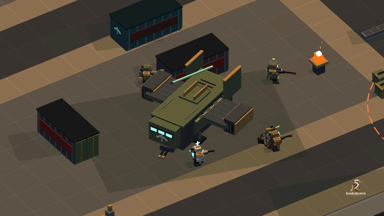 A Seraph aircraft carries a squad toward an enemy facility.